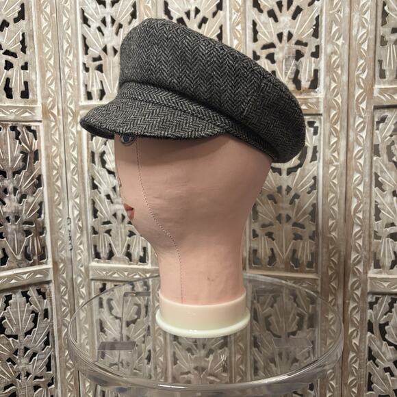 Unisex Black & Gray Hat Newsboy Walking Gatsby Cap 100% Pure Wool Donegal Tweed - Picture 2 of 9